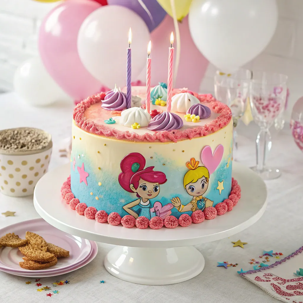 A beautifully decorated kids party cake