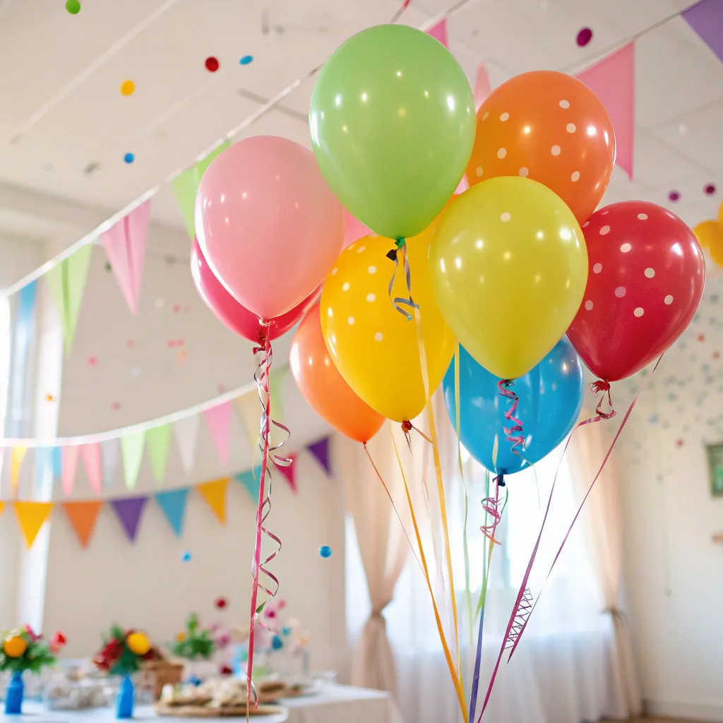Colorful balloons at a kids party